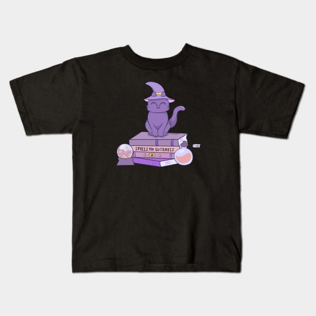 Halloween purple kitty Kids T-Shirt by Dr.Bear